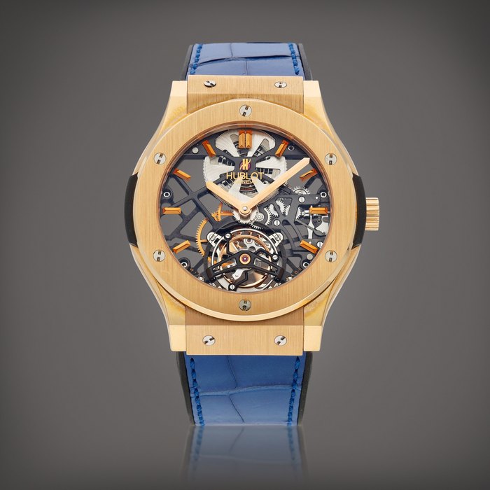 Hublot Classic Fusion, Reference 505.OX.0180.LR | A limited edition pink gold skeletonised tourbillon wristwatch, Circa 2015 | 宇舶 | Classic Fusion 型號505.OX.0180.LR | 限量版粉紅金鏤空陀飛輪腕錶，約2015年製 · 505.OX.0180.LR