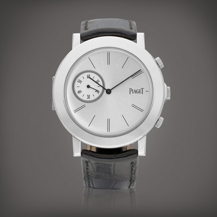 Piaget Altiplano Double Jeu, Reference P10436 | A white gold dual time zone wristwatch with concealed dial, Circa 2009 | 伯爵 | Altiplano Double Jeu 型號P10436 | 白金兩地時間腕錶，備隱藏式錶盤，約2009年製 · P10436