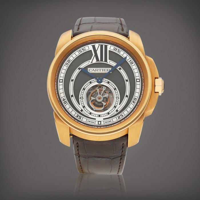 Cartier Calibre de Cartier, Reference 3204 | A pink gold tourbillon wristwatch, Circa 2010 | 卡地亞 | Calibre de Cartier 型號3204 | 粉紅金陀飛輪腕錶，約2010年製 · 3204