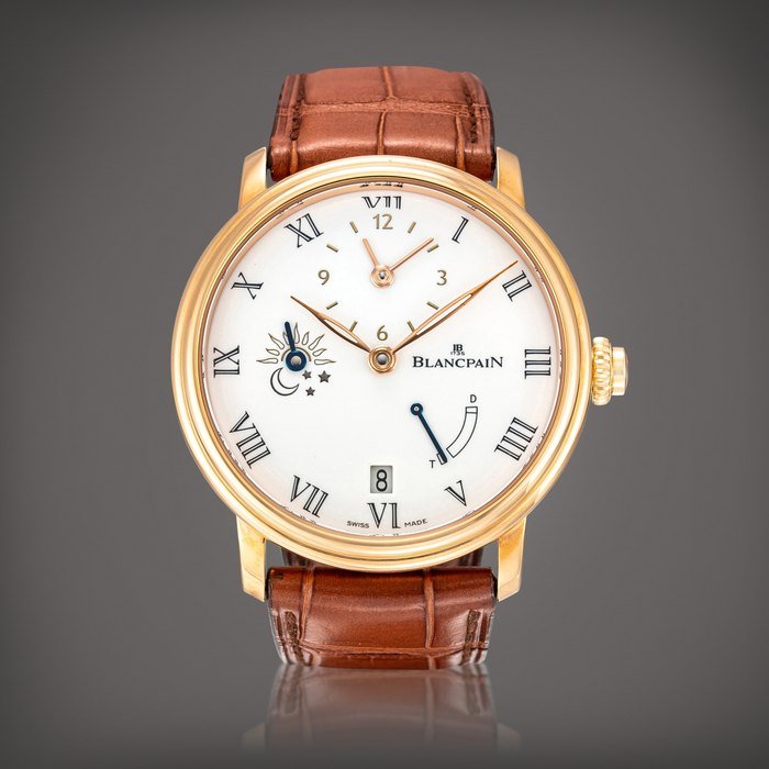 Blancpain Villeret, Reference 6661-3631-55B | A pink gold dual time zone wristwatch with date, day and night indication and enamel dial, Circa 2020 | 寶珀 | Villeret 型號6661-3631-55B | 粉紅金兩地時間腕錶，備日期、晝夜顯示及琺瑯錶盤，約2020年製 · 6661-3631-55B