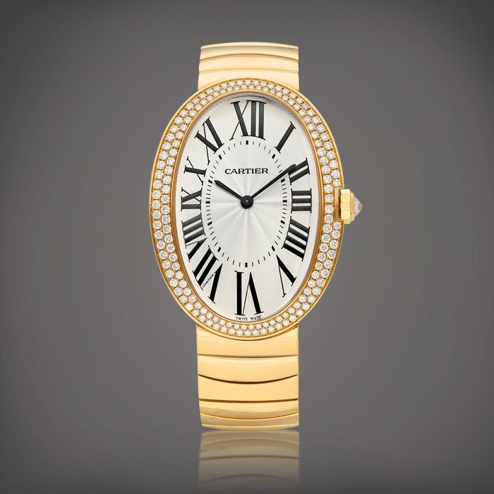 Cartier Baignoire, Reference 3033 | A pink gold and diamond-set bracelet watch, Circa 2010 | 卡地亞 | Baignoire 型號3033 | 粉紅金鑲鑽石鏈帶腕錶，約2010年製 · 3033
