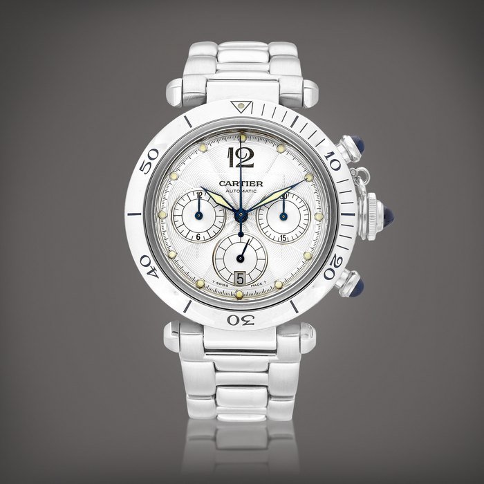 Cartier Pasha, Reference 2113 | A stainless steel chronograph wristwatch with date and bracelet, Circa 2000 | 卡地亞 | Pasha 型號2113 | 精鋼計時鏈帶腕錶，備日期顯示，約2000年製 · 2113