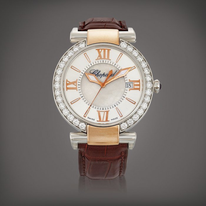 Chopard Imperiale, Reference 8531 | A pink gold and stainless steel diamond-set wristwatch with date and mother-of-pearl dial, Circa 2015 | 蕭邦 | Imperiale 型號8531 | 粉紅金及精鋼鑲鑽石腕錶，備日期顯示及珠母貝錶盤，約2015年製 · 8531