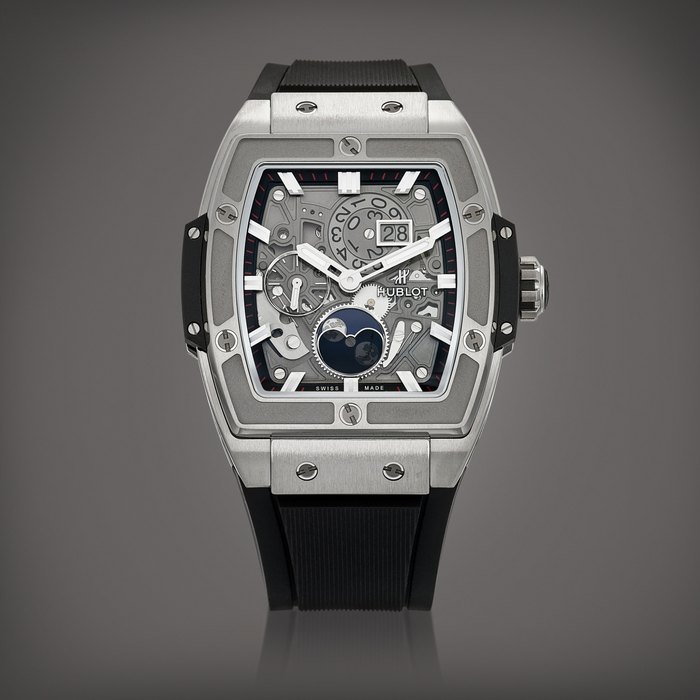 Hublot Spirit of Big Bang, Reference 647.NX.1137.RX | A titanium semi-skeletonised wristwatch with date and moon phases, Circa 2018 | 宇舶 | Spirit of Big Bang 型號647.NX.1137.RX | 鈦金屬半鏤空腕錶，備日期及月相，約2018年製 · 647.NX.1137.RX