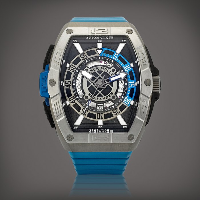 Franck Muller Skafander, Reference SKF 46 DV SC DT | A titanium semi-skeletonised wristwatch with inner rotating bezel and date, Circa 2021 | Skafander 型號SKF 46 DV SC DT | 鈦金屬半鏤空腕錶，備内轉錶圈及日期顯示，約2021年製