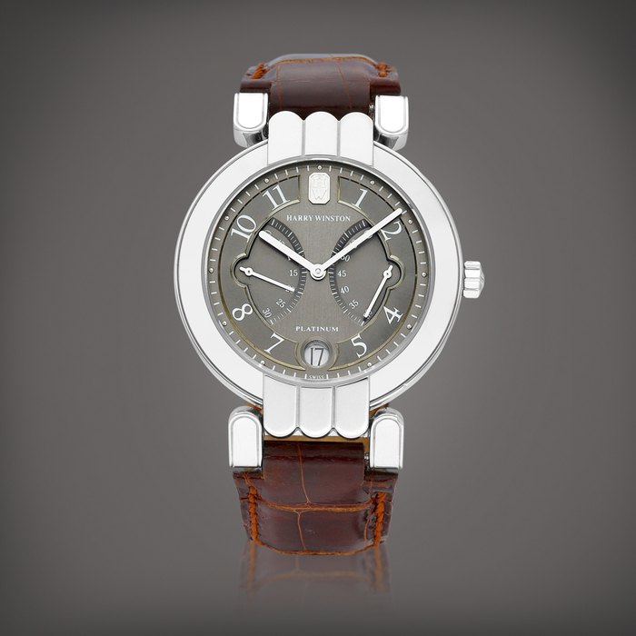 Harry Winston Premier Excenter, Reference 200-MADSR37P | A limited edition platinum wristwatch with bi-retrograde seconds and date, Circa 2010 | 海瑞溫斯頓 | Premier Excenter 型號200-MADSR37P | 限量版鉑金腕錶，備雙逆跳秒及日期顯示，約2010年製 · 200-MADSR37P