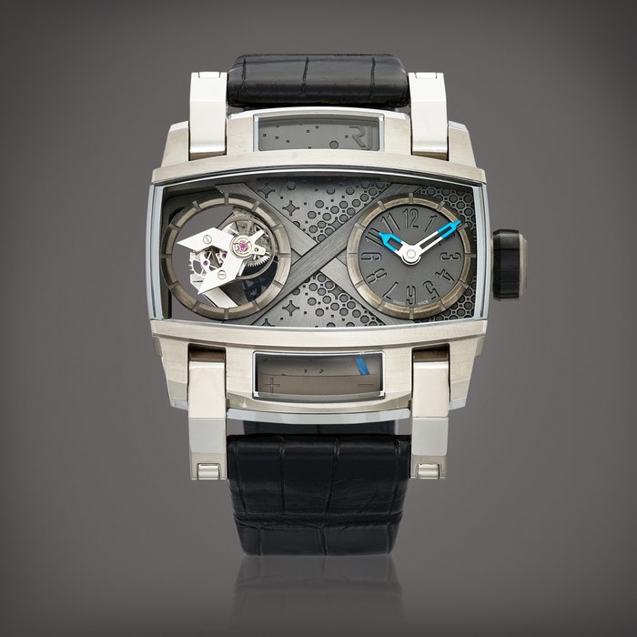 Romain Jerome Moon Orbiter, Reference RJMTOMO001 | A limited edition stainless steel tourbillon wristwatch with power reserve indication, Circa 2015 | Moon Orbiter 型號RJMTOMO001 | 限量版精鋼陀飛輪腕錶，備動力儲備顯示，約2015年製 · RJMTOMO001