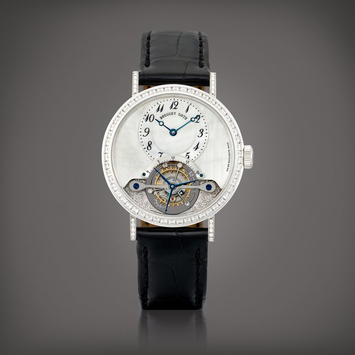 Breguet Classique, Reference 3358BB/52/986/DD00 | A white gold and diamond-set tourbillon wristwatch with mother-of-pearl dial, Circa 2016 | 寶璣 | Classique 型號3358BB/52/986/DD00 | 白金鑲鑽石陀飛輪腕錶，備珠母貝錶盤，約2016年製 · 3358BB/52/986/DD00