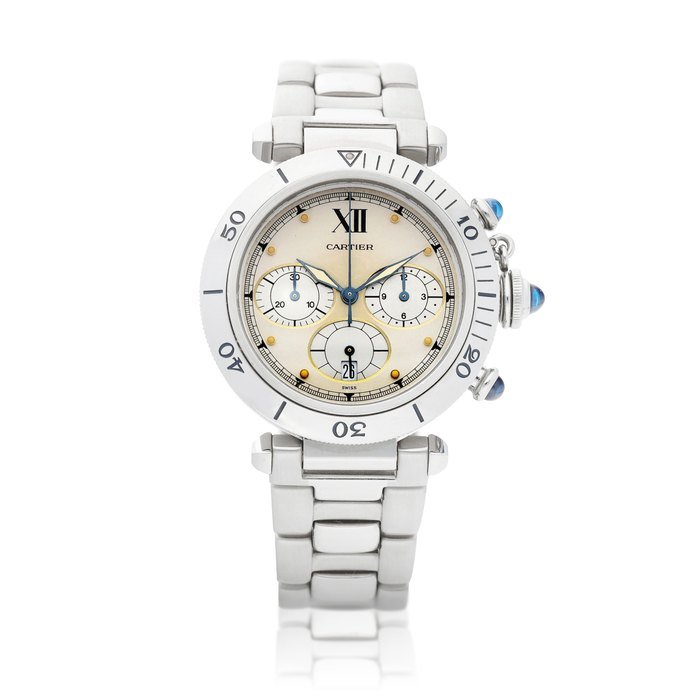 Cartier Pasha de Cartier  | A stainless steel chronograph wristwatch with date and bracelet, Circa 2000  | 卡地亞 |  Pasha de Cartier |  精鋼計時鏈帶腕錶，備日期顯示，約2000年製