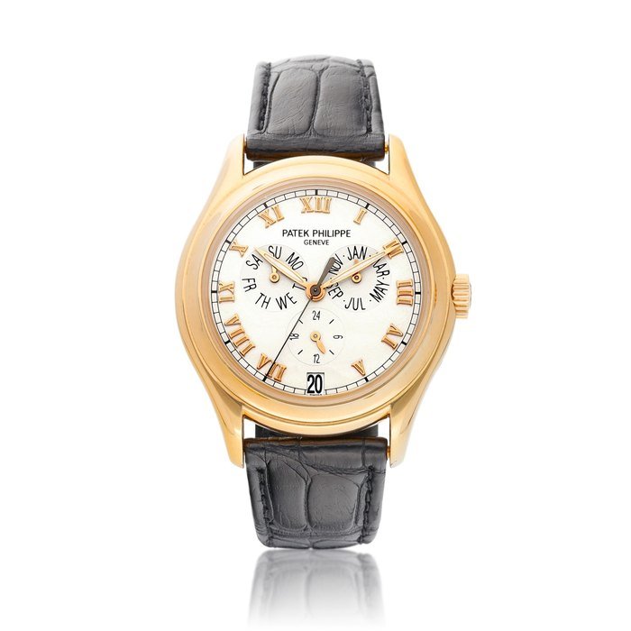 Patek Philippe Reference 5035 |  A pink gold annual calendar wristwatch with 24 hour indication, Circa 2000 |  百達翡麗 |  型號5035 |  粉紅金年曆腕錶，備24小時顯示，約2000年製 · 5035