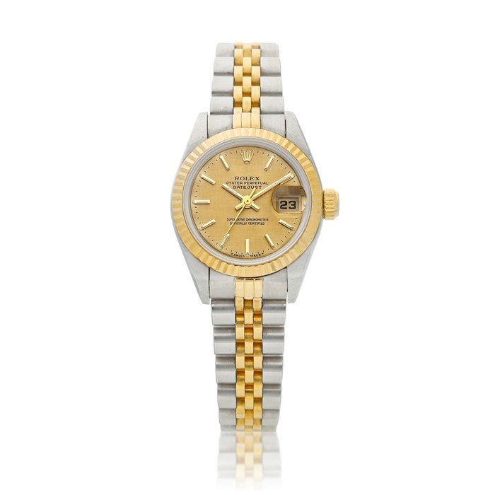 Rolex DateJust, Reference 69173 | A yellow gold and stainless steel wristwatch with date and bracelet, Circa 1988 | 勞力士 | DateJust 型號69173 | 黃金及精鋼鏈帶腕錶，備日期顯示，約1988年製 · 69173