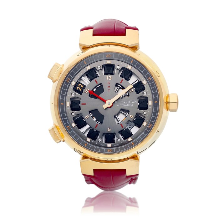 Louis Vuitton Tambour Spin Time Air, Reference Q10C5 | A pink gold dual time zone jumping hour semi-skeletonised wristwatch, Circa 2018 | 路易威登 | Tambour Spin Time Air 型號Q10C5 | 粉紅金兩地時間跳時半鏤空腕錶，約2018年製 · Q10C5