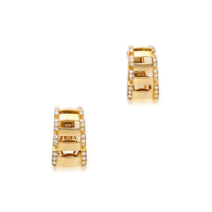 Patek Philippe A pair of pink gold and diamond-set earrings, Circa 2021 | 百達翡麗 | 一對粉紅金鑲鑽石耳環，約2021年製
