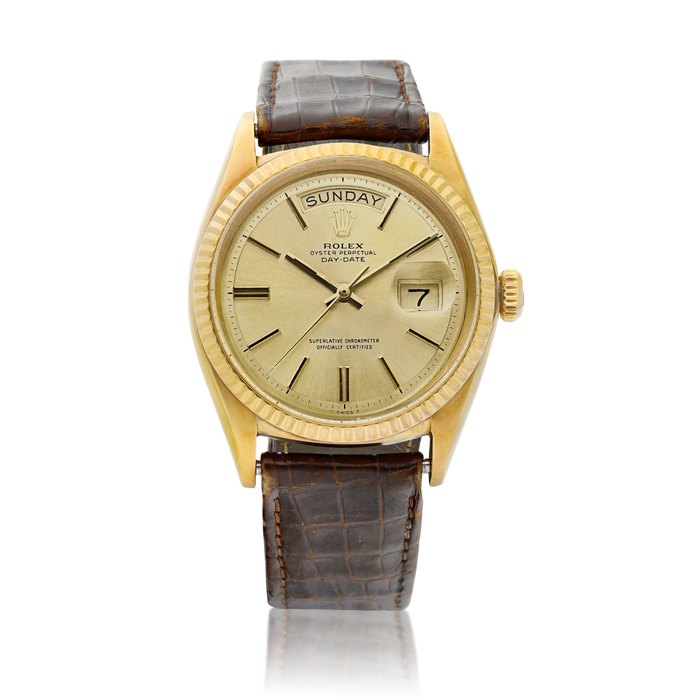 Rolex Day-Date, Reference 1803 | A yellow gold wristwatch with day and date, Circa 1965 | 勞力士 | Day-Date 型號1803 | 黃金腕錶，備日期及星期顯示，約1965年製 · 1803