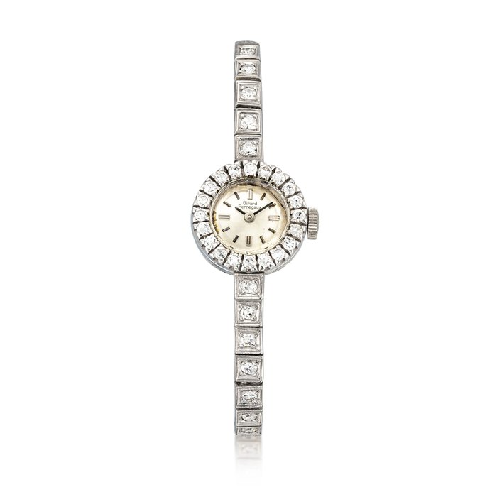 Girard-Perregaux A white gold and diamond-set bracelet watch, Circa 1960 | 芝柏 | 白金鑲鑽石鏈帶腕錶，約1960年製