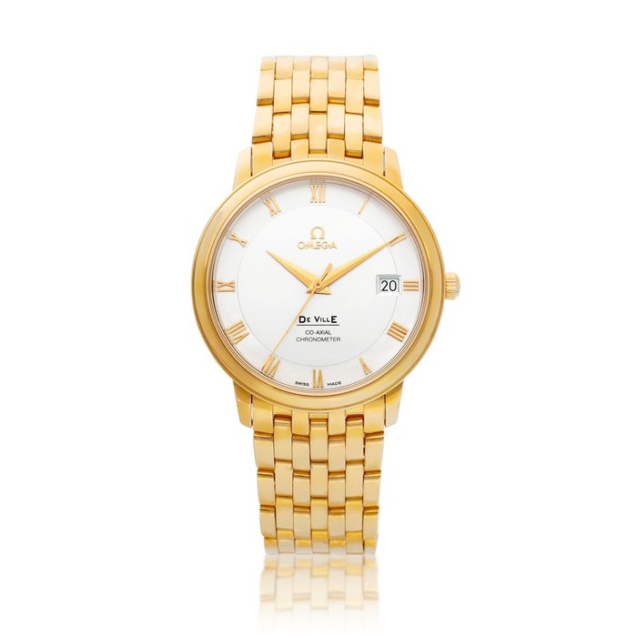 Omega De Ville | A pink gold wristwatch with date and bracelet, Circa 2000 | 歐米茄 | 碟飛系列 | 粉紅金鏈帶腕錶，備日期顯示，約2000年製