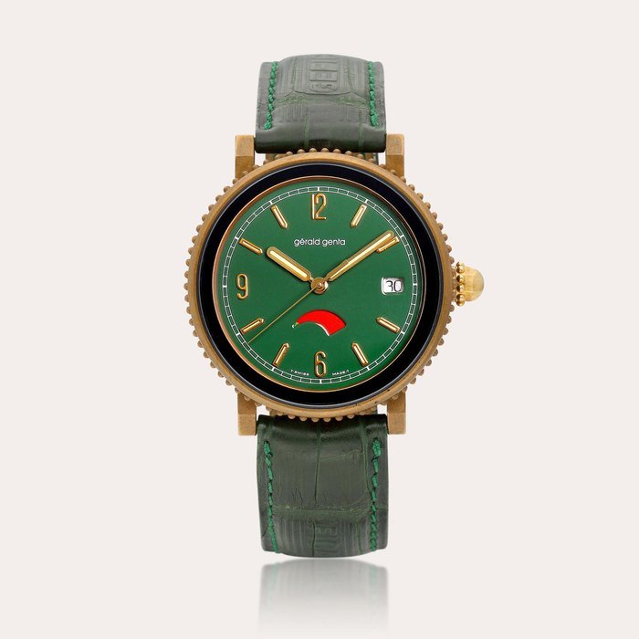 Gérald Genta Gefica Reserve de Marche, Reference G.3678 | A bronze and stainless steel wristwatch with date and power reserve indication, Circa 2001 | Gefica Reserve de Marche 型號G.3678 | 青銅及精鋼腕錶，備日期及動力儲備顯示，約2001年製 · G.3678
