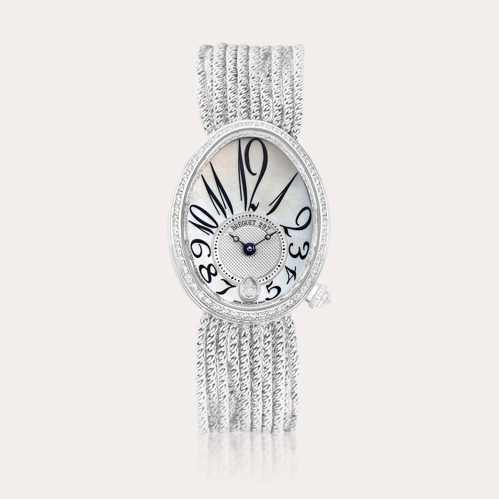 Breguet Reine de Naples, Reference 8918 | A white gold and diamond-set wristwatch with bracelet and mother-of-pearl dial, Circa 2008 | 寶璣 | Reine de Naples 型號8918 | 白金鑲鑽石鏈帶腕錶，備珠母貝錶盤，約2008年製 · 8918