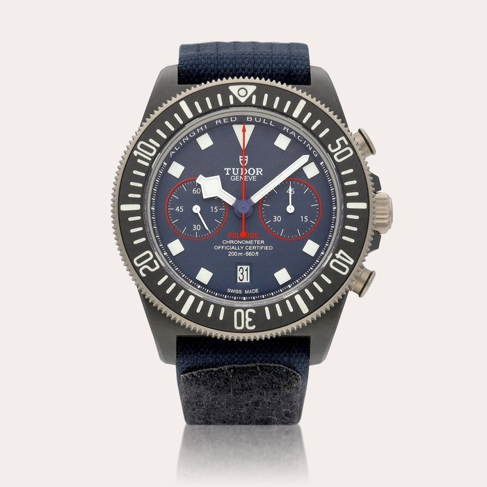 Tudor Pelagos FXD Chrono 'Alinghi Red Bull Edition', Reference 25807KN | A carbon composite chronograph wristwatch with date, Circa 2023 | 帝舵 | Pelagos FXD Chrono 'Alinghi Red Bull Edition' 型號 25807KN | 碳複合材質計時腕錶，備日期顯示，約2023年製 · 25807KN
