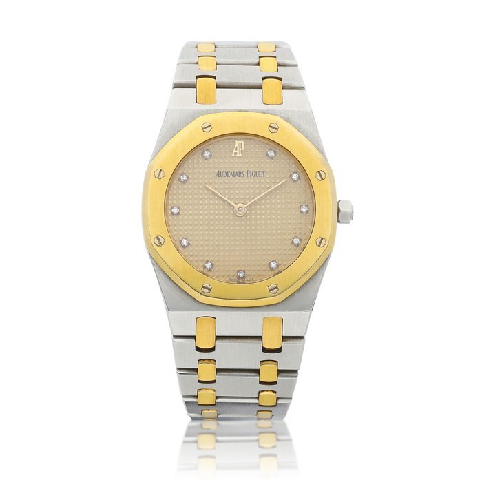 Audemars Piguet Royal Oak, Reference 56303SA | A yellow gold, stainless steel and diamond-set bracelet watch, Circa 1990| 愛彼 | 皇家橡樹系列 型號56303SA | 黃金及精鋼鑲鑽石鏈帶腕錶，約1990年製 · 56303SA