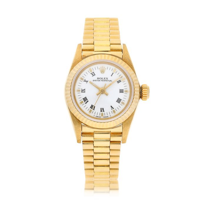Rolex Oyster Perpetual, Reference 67198 | A yellow gold wristwatch with bracelet, Circa 1986 | 勞力士 | Oyster Perpetual 型號67198 | 黃金鏈帶腕錶，約1986年製 · 67198