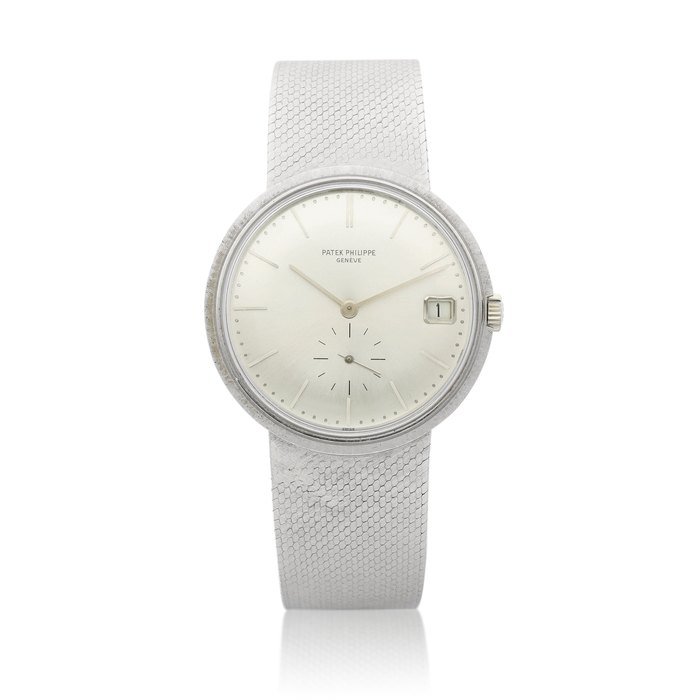 Patek Philippe Reference 3445 | A white gold bracelet watch with date, Circa 1970 | 百達翡麗 | 型號3445 | 白金鏈帶腕錶，備日期顯示，約1970年製 · 3445