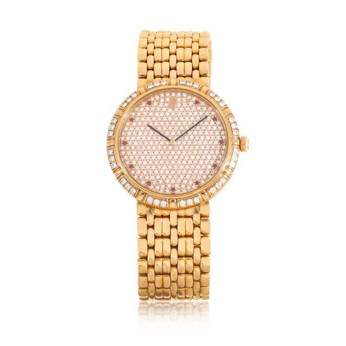 Audemars Piguet Classical, Reference 15032OR.ZZ.1113OR.01 | A pink gold, diamond and ruby-set bracelet watch, Circa 2001 | 愛彼  |Classical 型號15032OR.ZZ.1113OR.01 | 粉紅金鑲鑽石及紅寶石鏈帶腕錶，約2001年製 · 15032OR.ZZ.1113OR.01