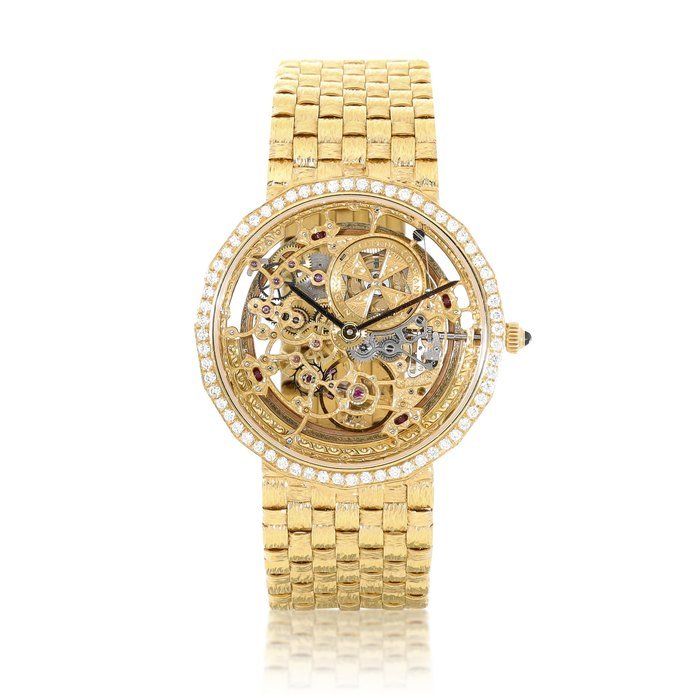 Vacheron Constantin Vacheron Constantin | Reference 43502/1, A yellow gold and diamond-set skeletonised bracelet watch, Circa 1990 | 江詩丹頓 | 型號43502/1   黃金鑲鑽石鏤空鏈帶腕錶，約1990年製 · 43502/1