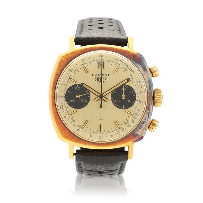 Heuer Heuer | Camaro, Reference 73345, A gold plated chronograph wristwatch, Circa 1970 | 豪雅 | Camaro 型號73345   鍍金計時腕錶，約1970年製 · 73345