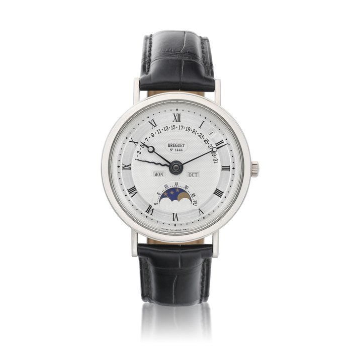 Breguet Classique, Reference 3787, A white gold perpetual calendar wristwatch with retrograde date, moon phases and leap year indication, Circa 2003 | 寶璣 Classique 型號3787 白金萬年曆腕錶，備逆跳日期、月相及閏年顯示，約2003年製 · 3787