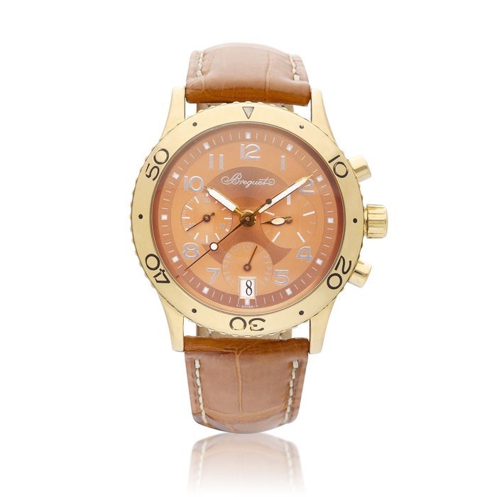 Breguet Type XX, Reference 3820, A yellow gold chronograph wristwatch with date, Circa 1995 | 寶璣 TypeXX 型號3820 黃金計時腕錶，備日期顯示，約1995年製 · 3820