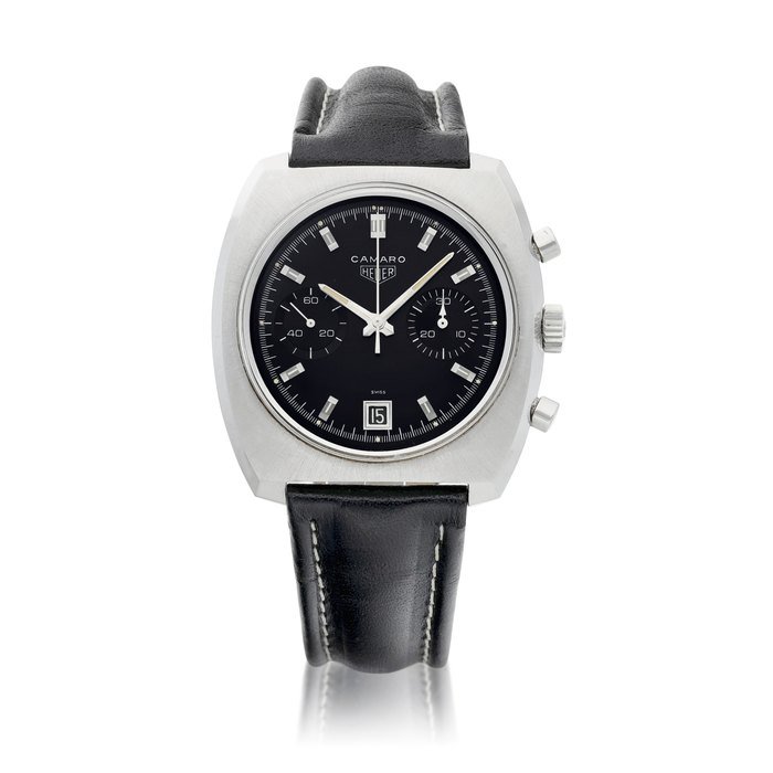 Heuer Camaro, Reference 157, A stainless steel chronograph wristwatch with date, Circa 1980 | 豪雅 Camaro 型號157 精鋼計時腕錶，備日期顯示，約1980年製 · 157