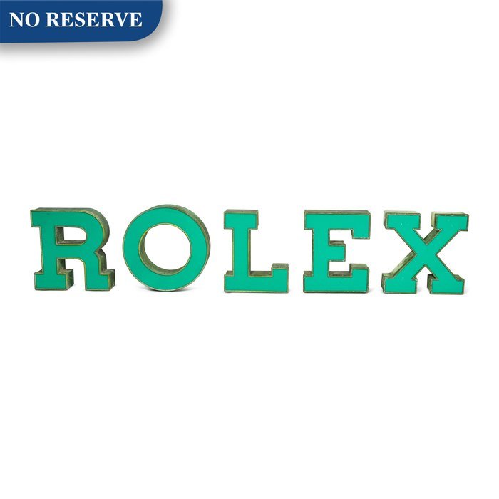 Rolex Rolex | A gilt brass, metal and green acrylic large outdoor advertising sign, Circa 1970 | 勞力士 | 鍍金銅製金屬及綠色壓克力巨型戶外招牌，約1970年製
