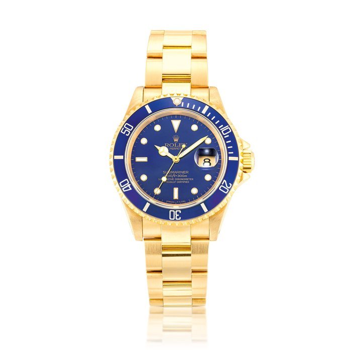 Rolex Rolex | Submariner, Reference 16618, A yellow gold wristwatch with date and bracelet, Circa 1991 | 勞力士 | Submariner 型號16618 黃金鏈帶腕錶，備日期顯示，約1991年製 · 16618