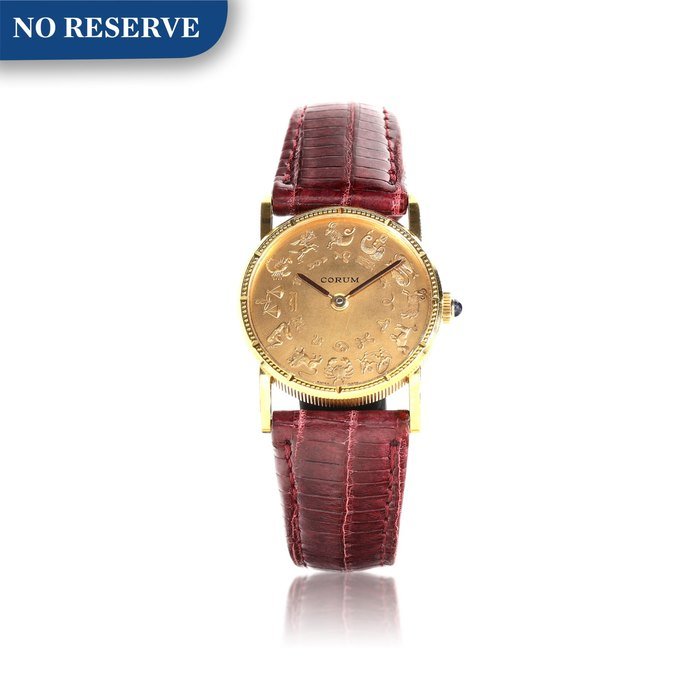 Corum Corum | A yellow gold coin watch with astrological zodiac symbols, Circa 1970 | 崑崙 | 黃金金幣錶，備黃道十二宮標誌，約1970年製