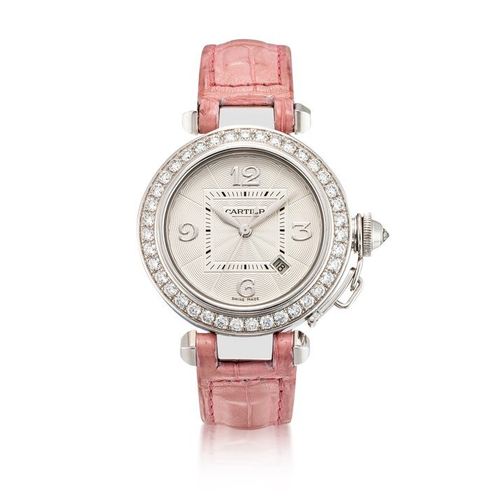 Cartier Cartier | Pasha de Cartier, Reference 2398, A white gold and diamond-set wristwatch with date, Circa 2000 | 卡地亞 | Pasha De Cartier 型號2398 白金鑲鑽石腕錶，備日期顯示，約2000年製 · 2398
