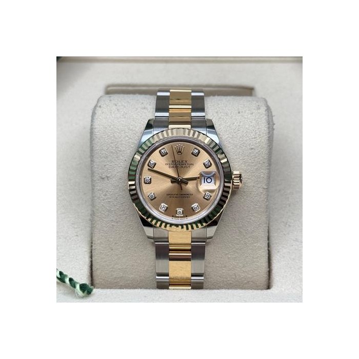 Rolex Lady-DatejustNEW 2026 Champagne Diamond Dial Two Tone Yellow Gold Fluted Oyster Bracelet Ref. 279173