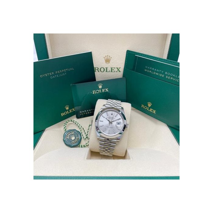 Rolex DatejustUNWORN Datejust 41mm 126300 Silver Index Jubilee Bracelet Stainless Steel Smooth Bezel Full Set Unworn Complete Box & Papers