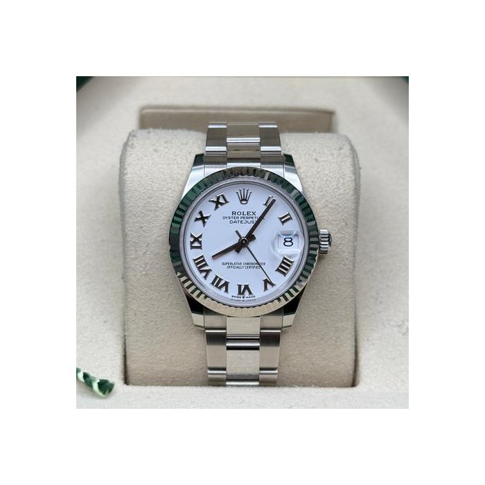 Rolex Datejust31 White Roman Dial Stainless Steel Fluted Bezel Oyster Bracelet Ref. 278274
