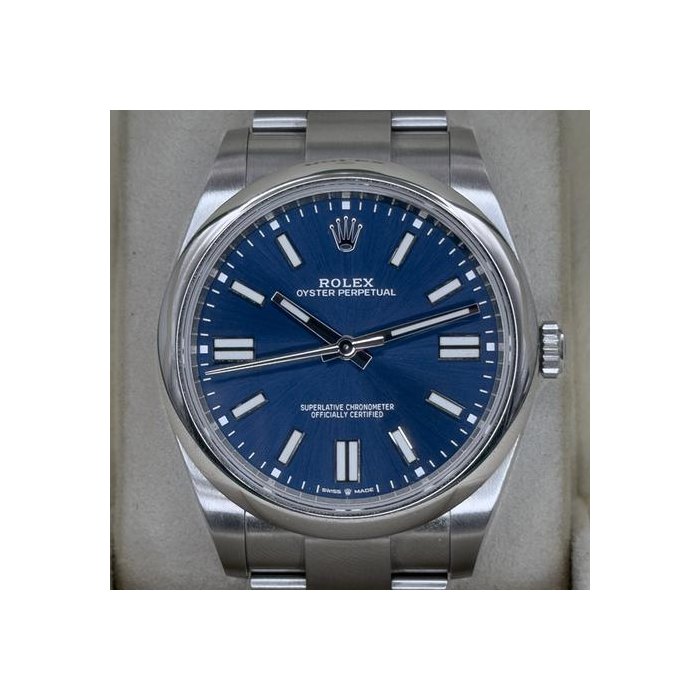 Rolex Oyster Perpetual41 2023 FULL SET w Tags and Booklets - Blue OP41mm Ref. 124300