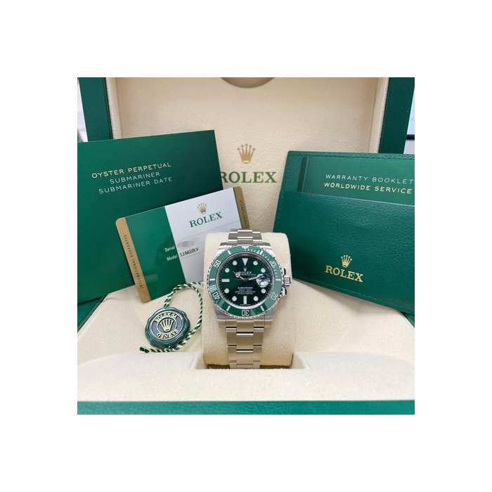 Rolex Submariner DateUNWORN Submariner Date 40mm 116610LV Stainless Steel Hulk Green Dial Green Bezel Full Set Complete Box & Papers