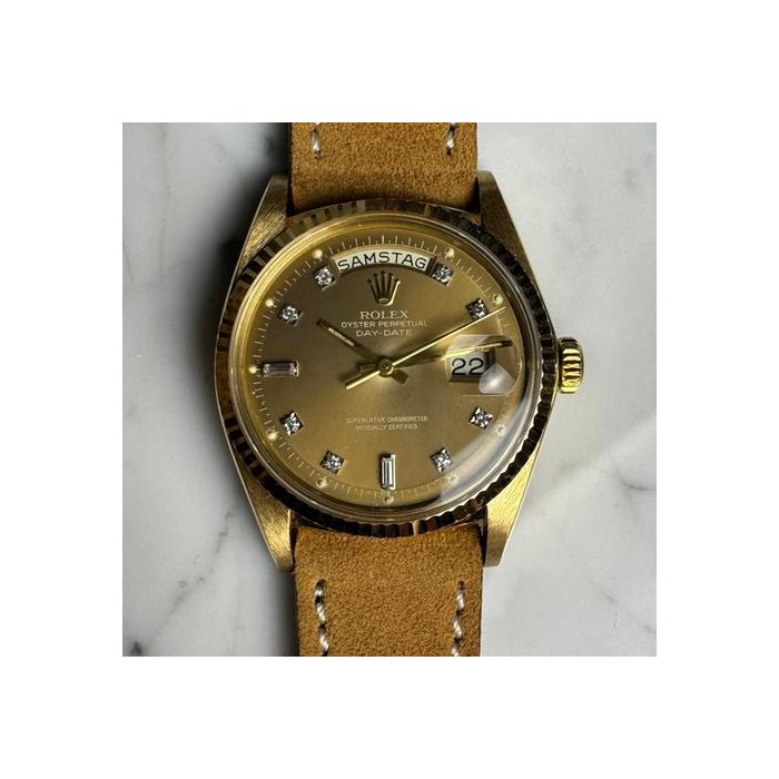 Rolex Day-Date36mm 18K Yellow Gold Head OEM Ghost Diamond Dial 1976 (Serviced May 2026) Very Rare Ghost/Cappuccino Dial Ref. 1803