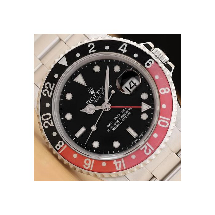 Rolex GMT-Master II16710 Coke Black Red 40mm Date Steel Oyster Watch W Paper