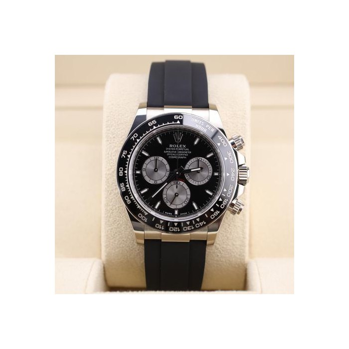 Rolex DaytonaBaby Le Mans White Gold Oysterflex Black Dial 126519LN Like New Full Set Ref. 126519LN-0006