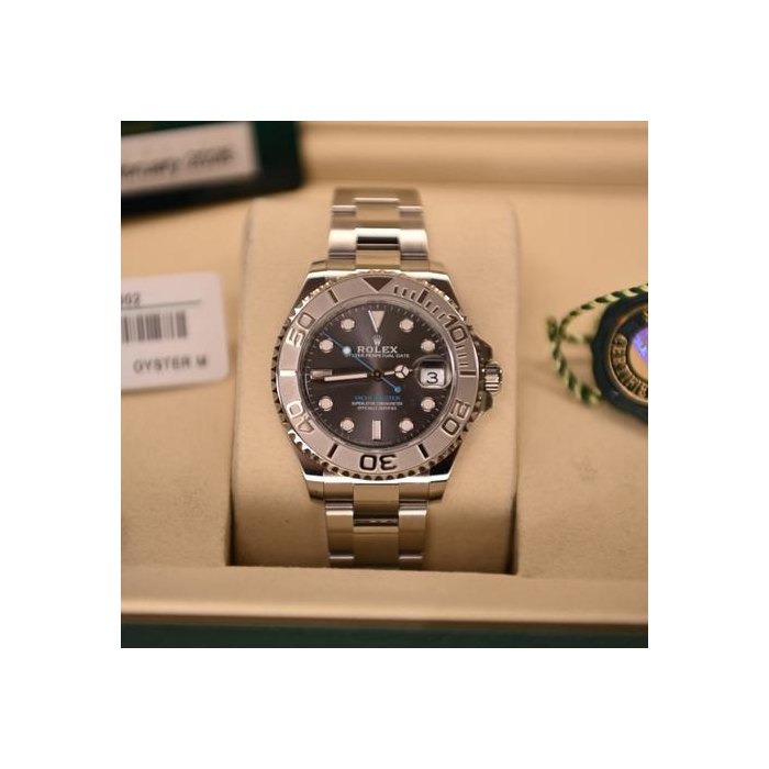 Rolex Yacht-Master37 NEW unworn,Complete set Rhodium with Blue tiffany dial Ref. 268622