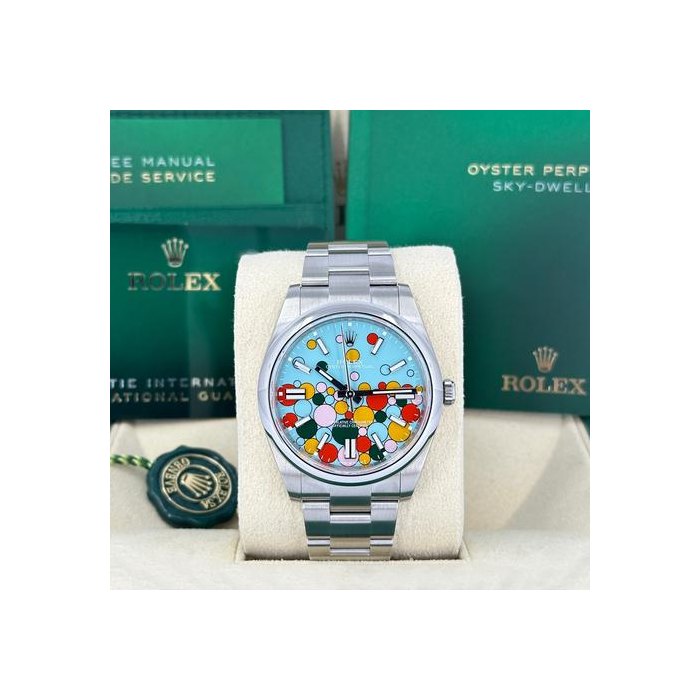 Rolex Oyster PerpetualPre-owned 2025 Oyster Perpetual 41 Celebration Dial 124300-0008 Complete