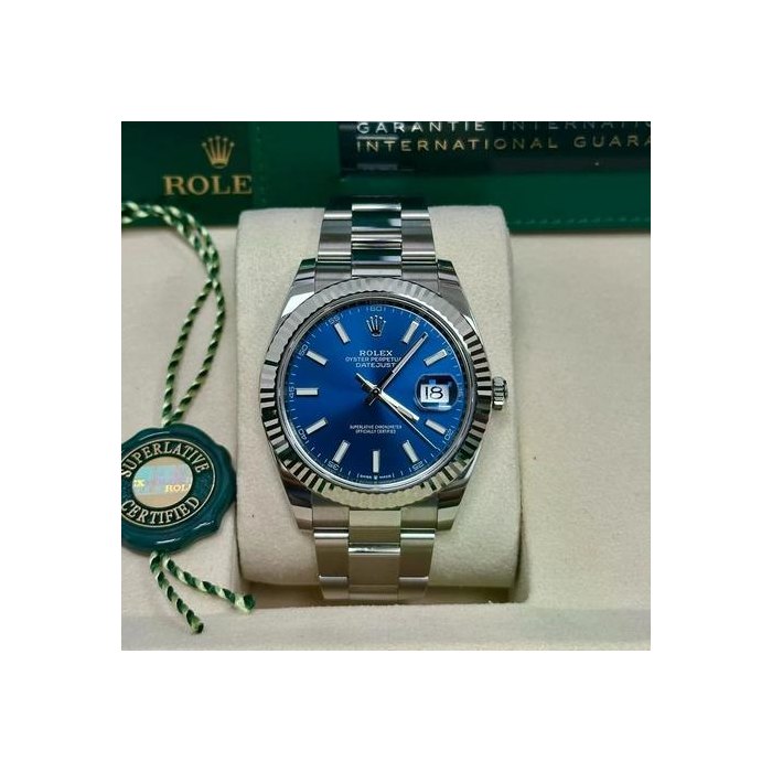 Rolex DatejustUnworn 2026 41mm Blue Index Dial Fluted Bezel Jubilee Ref. 126334