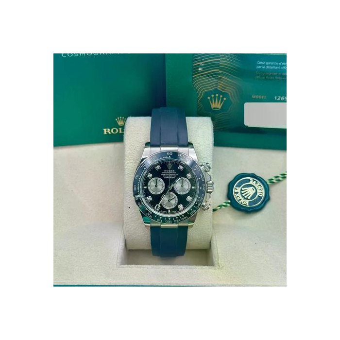 Rolex DaytonaCosmograph Daytona White Gold Black DIamond Dial Oysterflex Ref. 126519LN