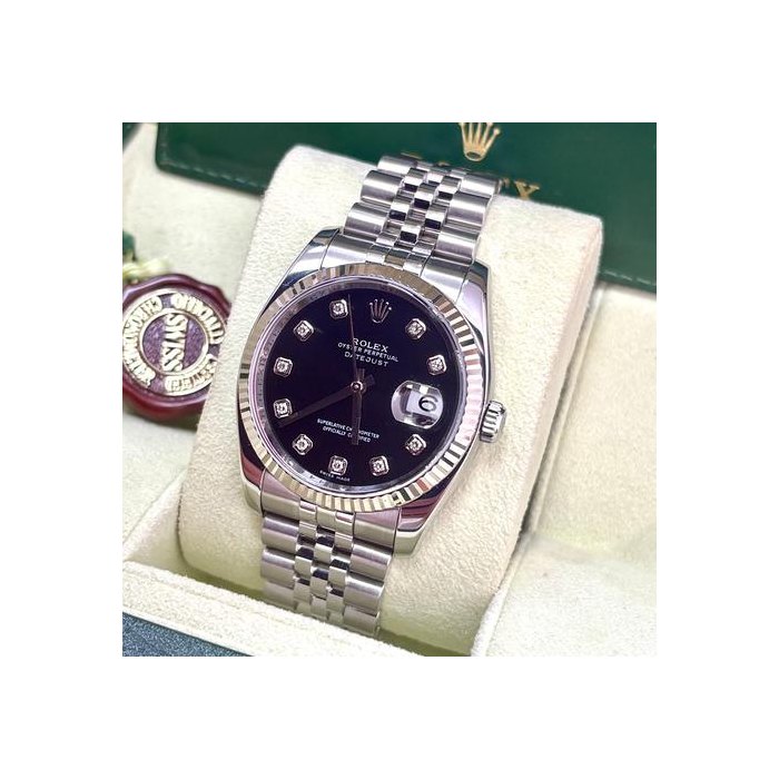 Rolex Datejust36 116234 Black Diamond Diamond Dial Jubilee band + Box