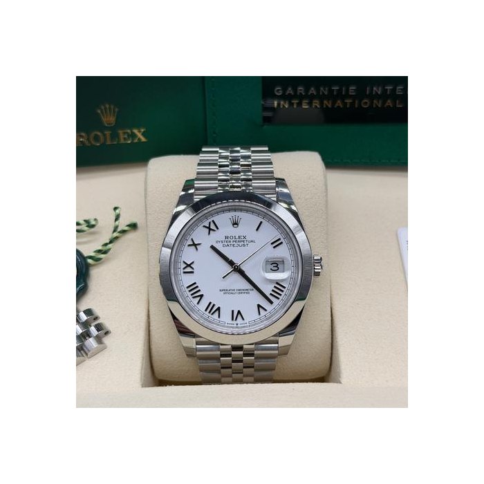 Rolex Datejust41 2026 Jubilee Smooth New White Roman Dial Unworn Box Papers Ref. 126300